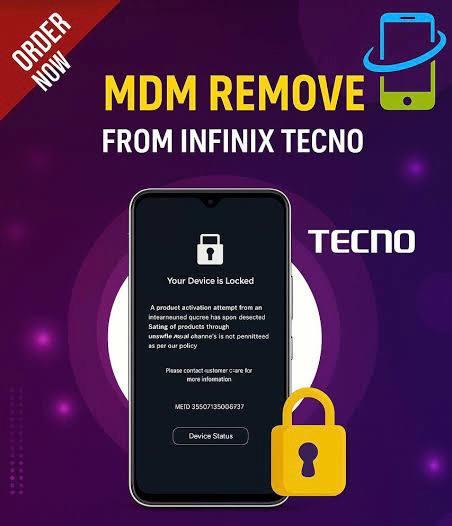 TECNO INFINIX MDM REMOVE PERMENANT INSTANT TO { 1 HOUR MAX 2 HOUR }  S1